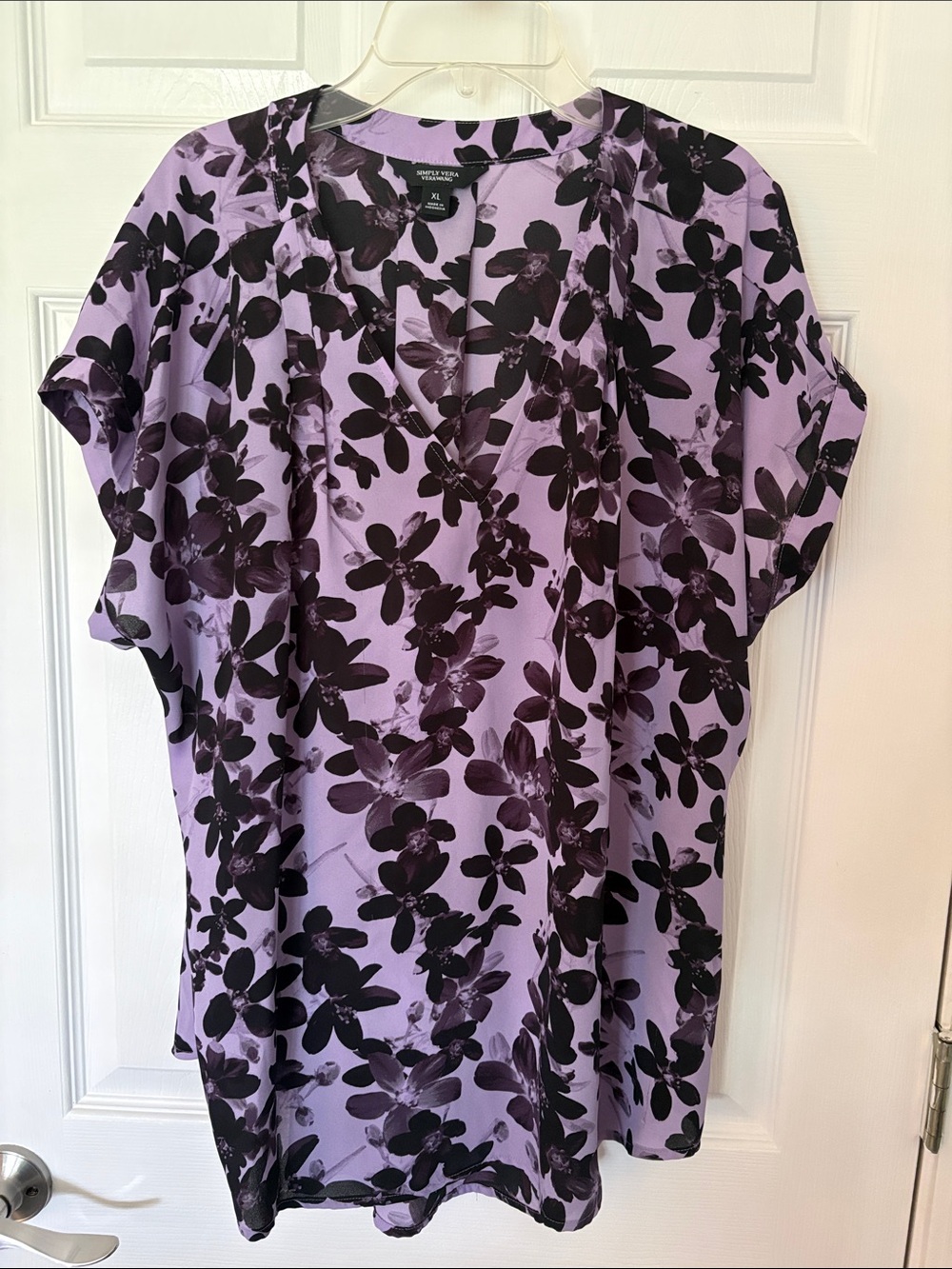 Worthington Lavender Floral V-Neck Blouse